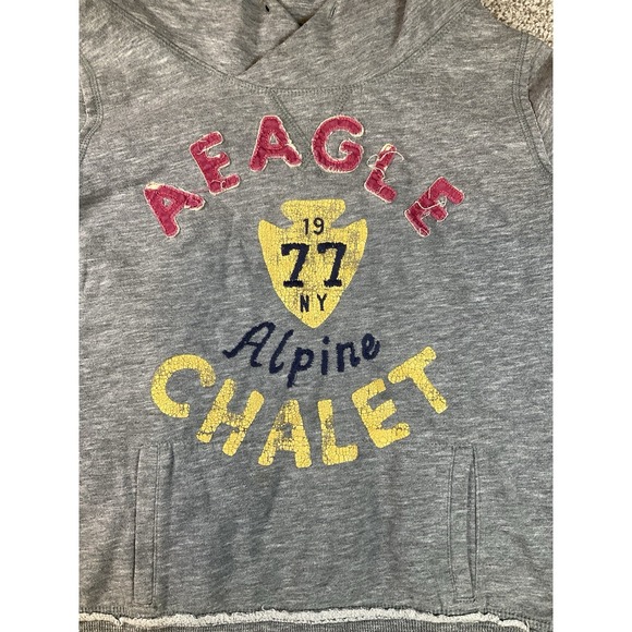 American Eagle Hoodie Womens Size Large Hooded Sweatshirt Gray Alpine Chalet - Picture 2 of 8